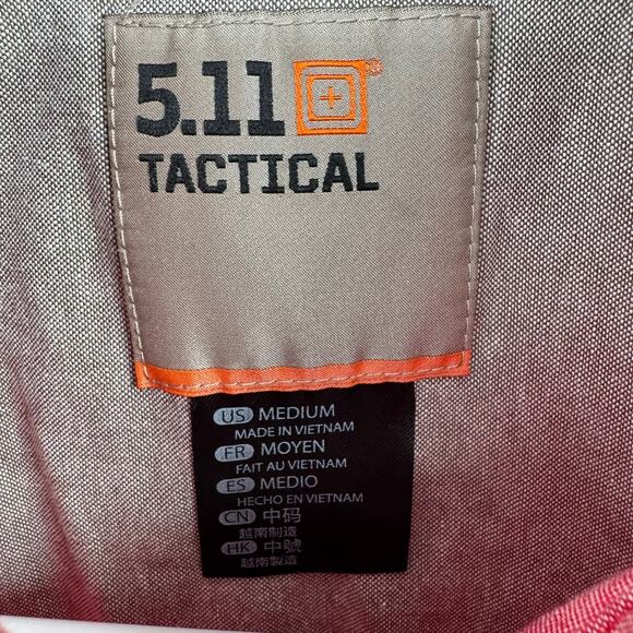 5.11 Tactical Ares Short Sleeve Shirt Mens Medium Pink Red Snap Down - Picture 5 of 10